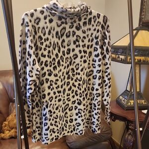 Charter Club Gray and Black Leopard Print Turtleneck Sweater